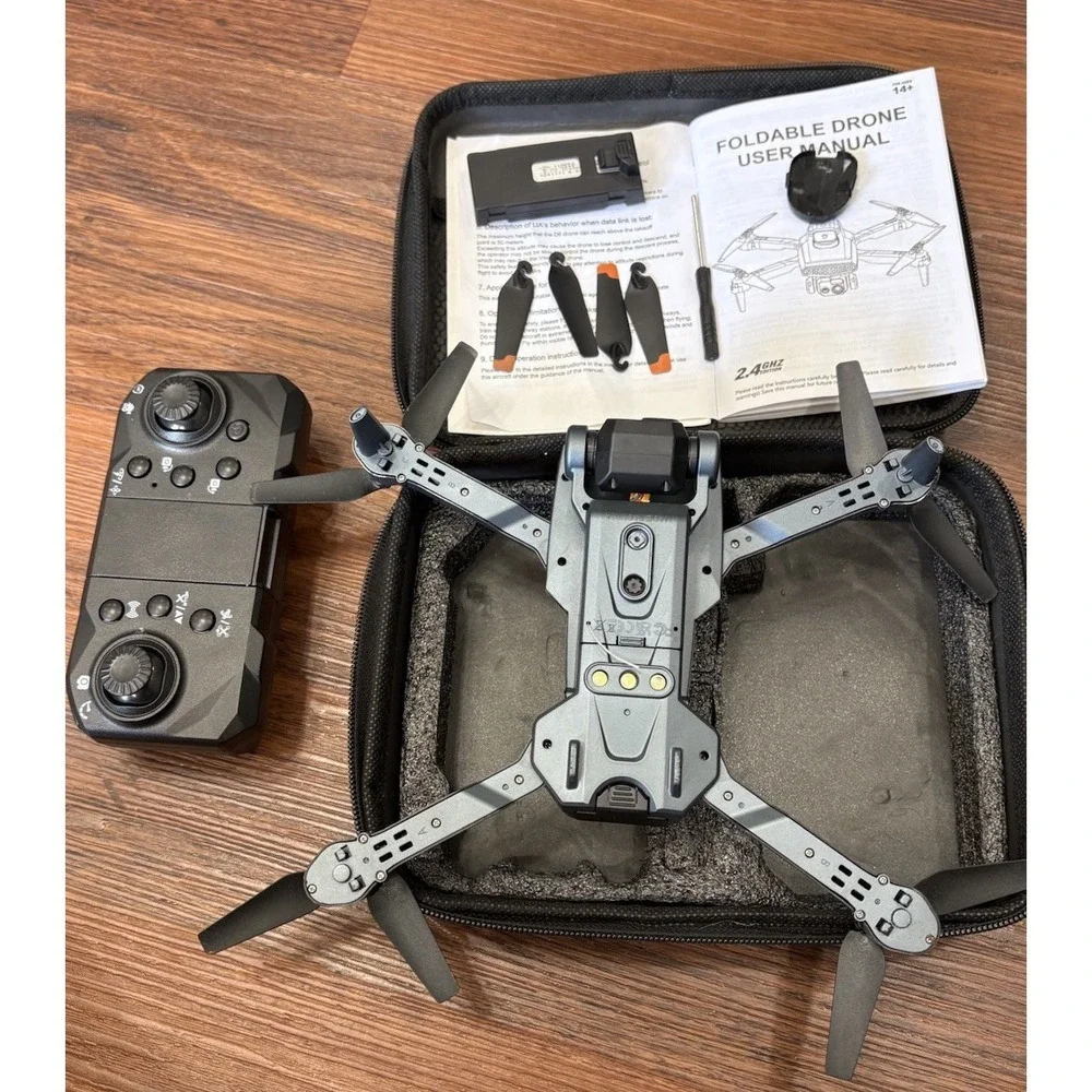 DLRC D6 AIR HD Dual Camera Drone Foldable WiFi FPV Quadcopter w/2 Batteries/Case